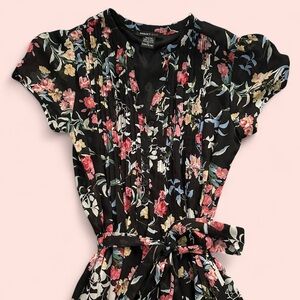 Robert Louis Black Dress with Floral Accents